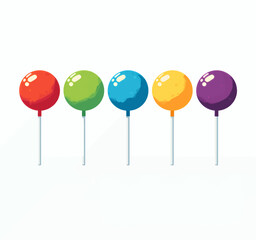 Colorful Cartoon Lollipop Row on White Background