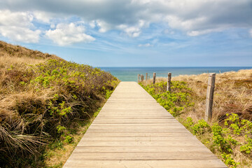 Wooden path to the beach of Kampen, Sylt