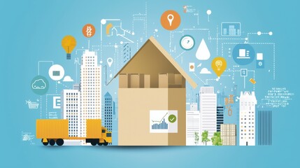 Supply chain management concept for businesses urban environment infographic logistics viewpoint efficiency strategies