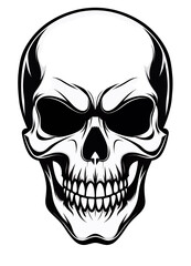 Fototapeta premium Detailed Black and White Skull Illustration