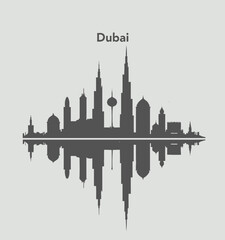 Fototapeta premium Dubai Cityscape Silhouette with Reflection