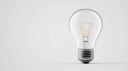 clear light bulb with metallic base shines brightly