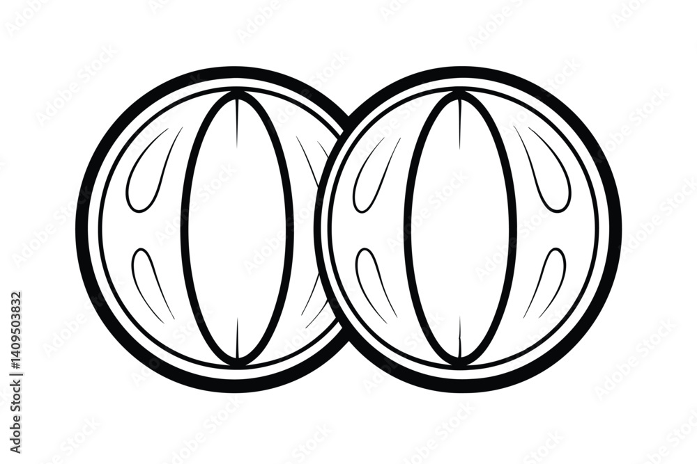 Poster abstract intertwined circle design with linear details and bold outlines graphic element artistic mo