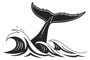 Vector illustrations showcase a whale tail splashing, and witch silhouette design