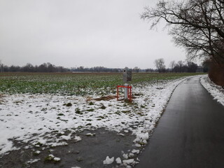 Feld, Weg, Baum, Himmel, Horizont, Winter