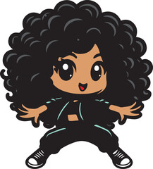 Energetic Dancer: A captivating illustration of a lively, expressive dancer, exuding an infectious enthusiasm through playful poses and vibrant colors.