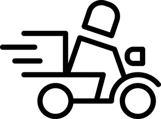 Fast delivery service icon. Bold black line art style. Perfect for app icons, websites, and presentations needing a quick, modern visual of speedy transportation and package delivery.