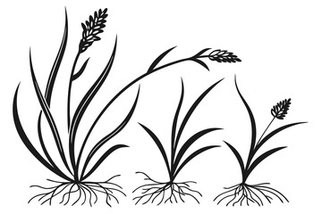 Black and white floral vector pattern with ornate flower and leaf silhouette