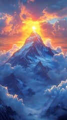 Majestic Mountain Phone Wallpaper  Stunning Sunrise Above Clouds with Vibrant Colors & Dramatic Sky | Serene Mobile Background in 4K HD

