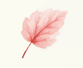 Watercolor Autumn Leaf in Coral Hue