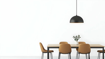 Modern Dining Area with Minimalist Decor and Warm Lighting