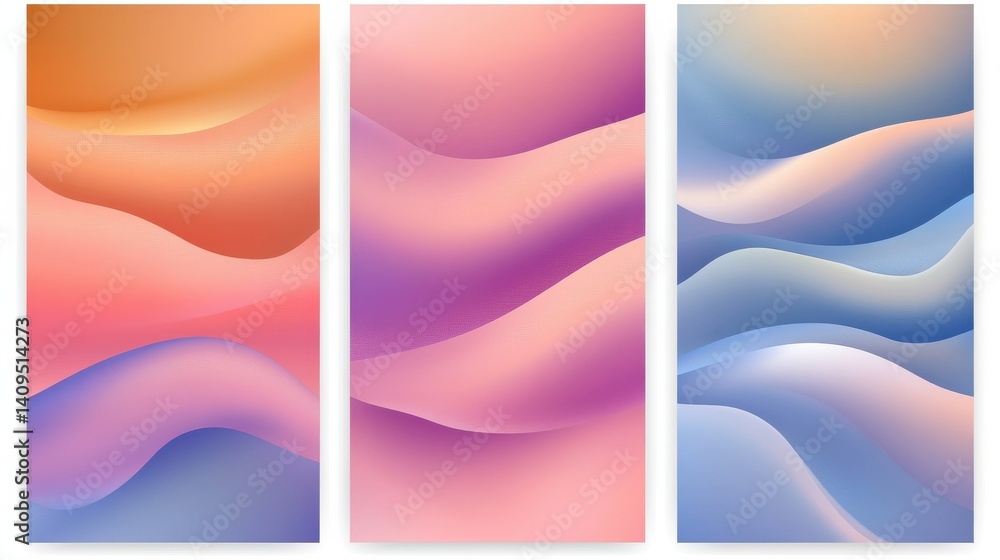 Poster set of abstract trendy in blending gradient color for background. smooth minimalist color texture fo