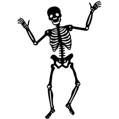 Fototapeta premium Dancing skeleton silhouette vector graphic