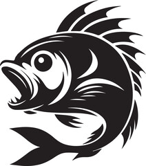 Intricate Fish Illustration: An detailed fish illustration displaying aquatic life and artistry, in monotone.