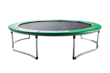 Trampoline green black jumping mat Isolated on White Background