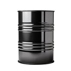 Black oil barrel with glossy surface on transparent