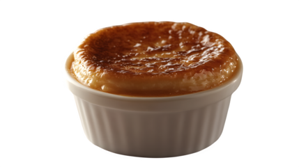 Baked custard in ramekin with burnt sugar crust, cr?me br?l?e style