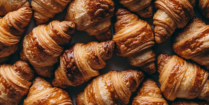 A pile of golden-brown croissants