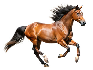 Naklejka premium brown running horse isolated on white background PNG ,AI GENERATED
