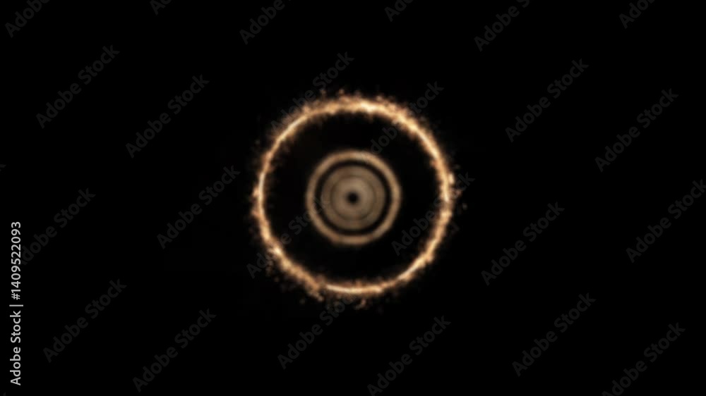 Poster gold ring 3d tunnel | sparkling particles loop/ a beautiful elegant golden ring tunnel loop made up 