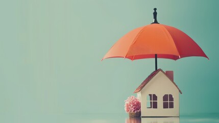 House insurance concept with house model and insurance policy.