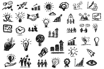 Hand Drawn Creative Business Concept Icons and Symbols Set Collection