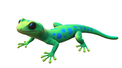 Fototapeta premium Radiant Gecko Portrait: A vivid, photorealistic gecko, its textured skin gleaming with turquoise and blue, surveys the scene with bright, inquisitive eyes.