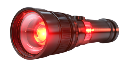 Red laser light beam isolated on white background