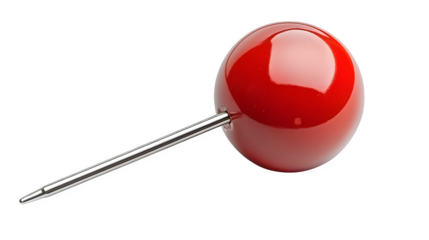 Red pin stationary item isolated on white background, HD and realistic