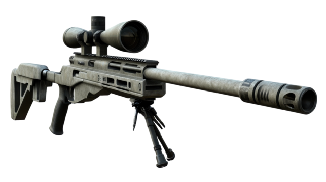 Precision Rifle: An accurate, high-powered rifle with a scope, showcasing modern engineering in tactical combat.