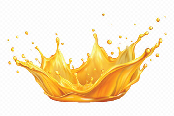 realistic 3d splash of mango or orange juice, flying yellow on the air cut out  isolated on white background