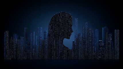 Cityscape profile of a person