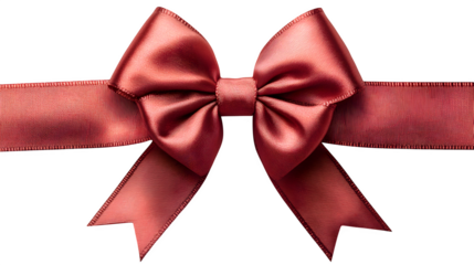 Red satin ribbon bow isolated on white background, HD and realistic