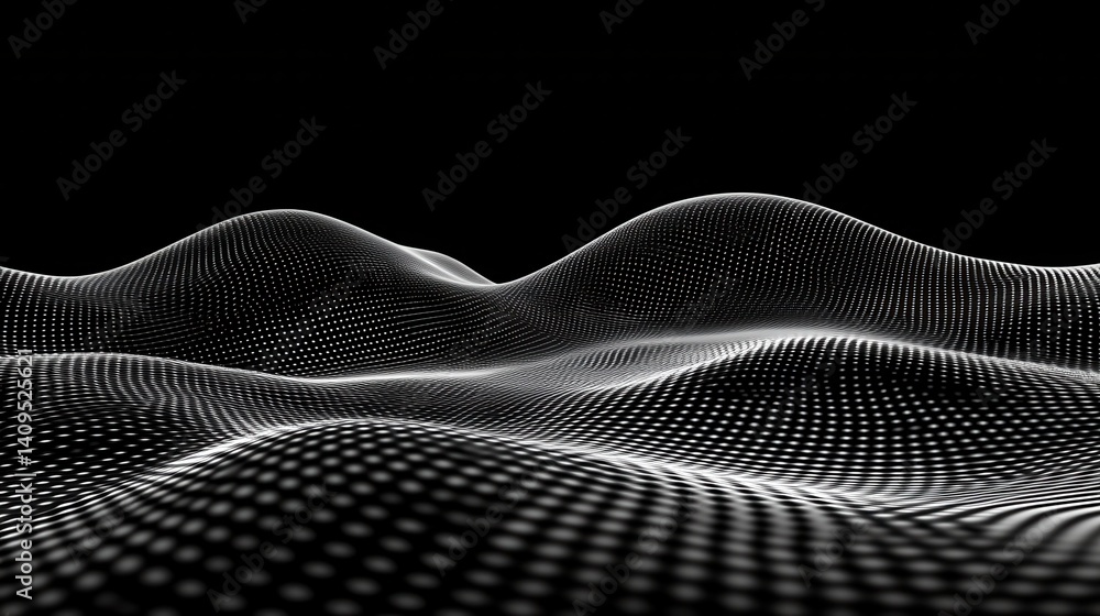 Poster abstract digital wave on dark background. technology and science concept. 3d rendering