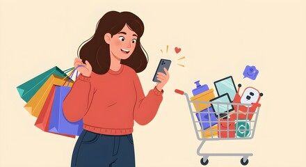 young woman with shopping bags