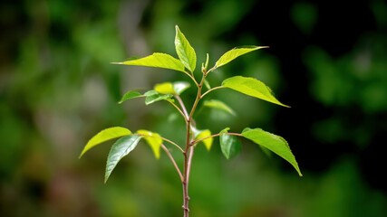 Obraz premium Vibrant close-up of a young plant with lush green leaves, a symbol of growth.