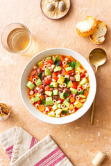 Vegetable minestrone soup. Vegetarian food. Italian cuisine.