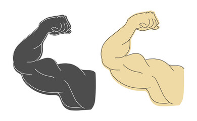 Obraz premium Biceps Flex icon Arm Hand muscle icon strength health or bodybuilding Symbol Pictogram of sport tone or athlet