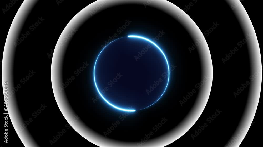 Poster perfect for tech and themes with radio waves animation isolated on black background