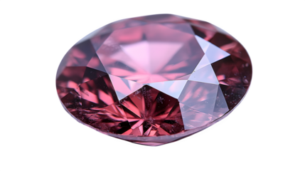 Shiny red diamond gem, cut style, isolated on white background