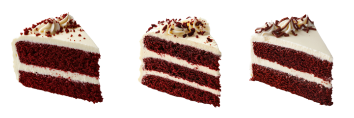 Slicing red velvet cake bakery on transparent background
