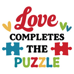 Puzzle Piece Autism Awareness Shirt Design Typography Vector Art

