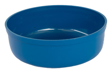 Blue plastic water bowl on transparent background