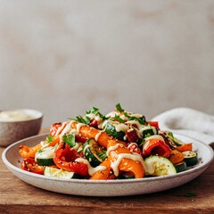 Roasted Vegetable Salad Recipe, Easy Roasted Vegetable Salad, Healthy Roasted Vegetable Salad, Roasted Vegetables, Roasted Zucchini, Roasted Bell Peppers, Zucchini, Bell Peppers, Salad, Vegetarian 