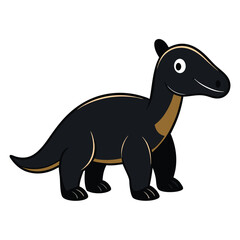 Cartoon Illustration of a Black and Brown Dinosaur