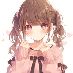 アニメ調の美少女の切り抜き用素材