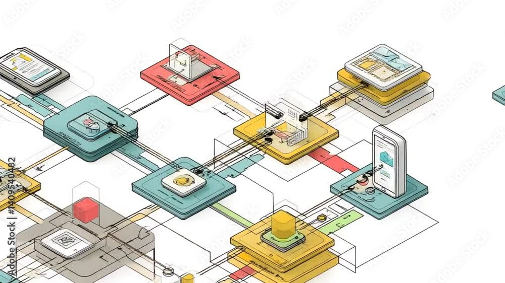 Poster visual representation of app development process and workflow generative ai