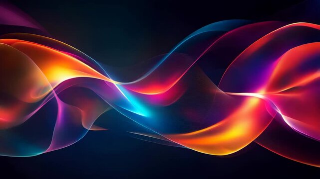 カラフルな流線が流れる未来的な抽象映像素材