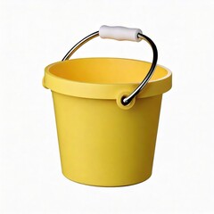 Bright Yellow Plastic Bucket with Metal Handle: A Clean Minimalist Design