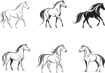 set of horses vector